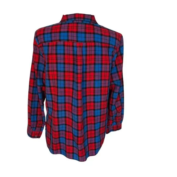Talbots Shirt Women's Size XLP Red Blue Plaid Long Sleeve Button Up - Picture 4 of 6